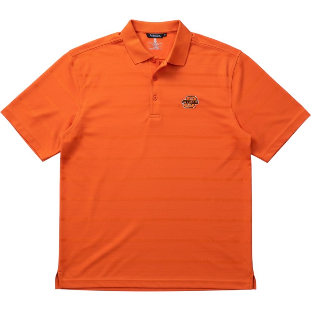 Antigua Oklahoma State Cowboys‎ Mens Large Orange Striped Performance Polo Shirt